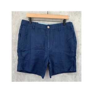 Daniel Hechter Shorts Mens 36 Navy Blue 100% Linen Vacation Summer NEW